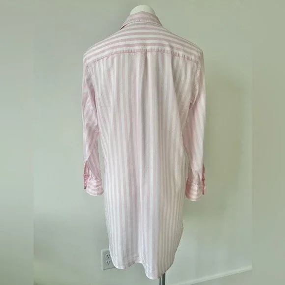Victoria's Secret Pink White Striped Pajama Nightgown Nightshirt L - Picture 4 of 6
